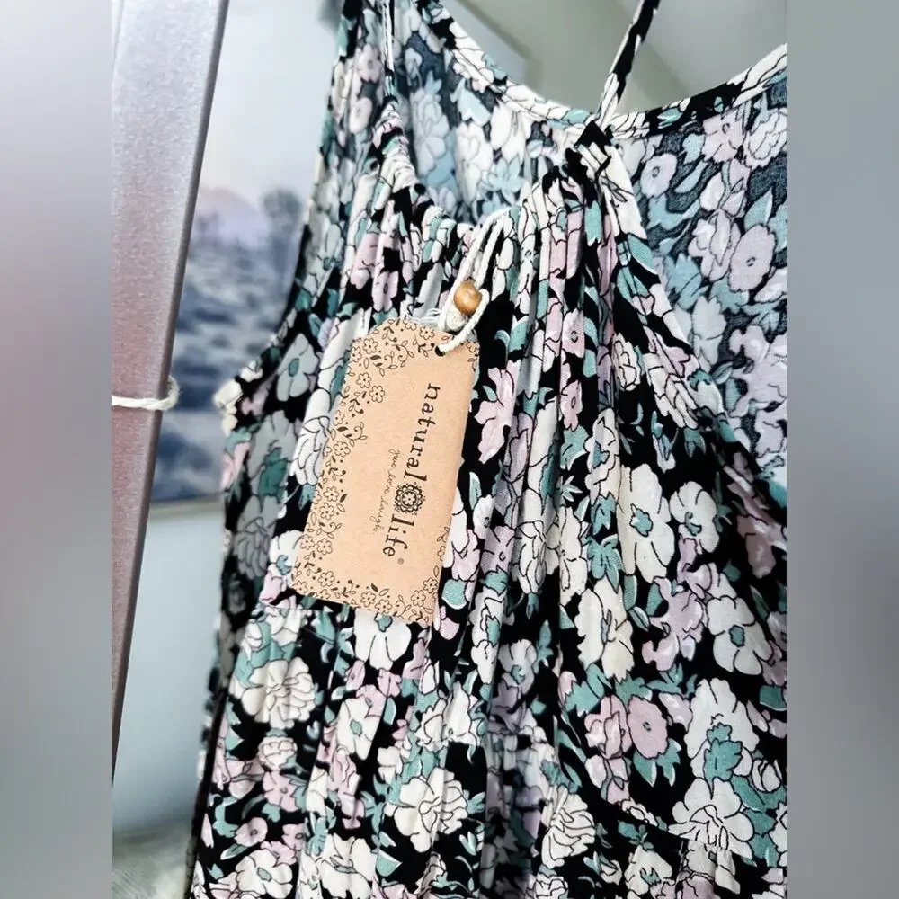 Natural Life Among Wildflowers + Daydreams flowy blooming floral maxi dress L - Picture 7 of 8